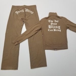 Vintage Y2k Juicy Couture TrackSuit Small Medium Jacket Pants Brown Logo On Butt